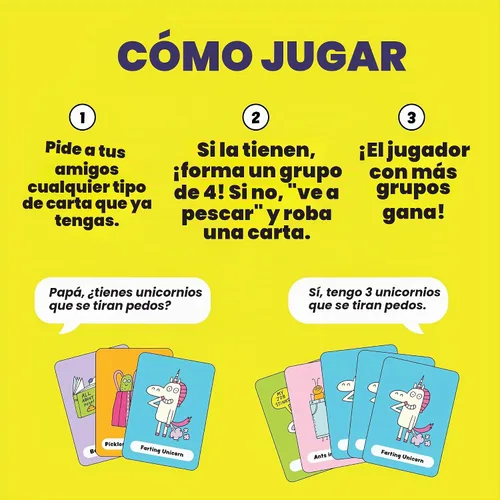 Vista 2 de ¿Tienes algún unicornio pedo? Un juego de cartas Silly Go Fish A partir
