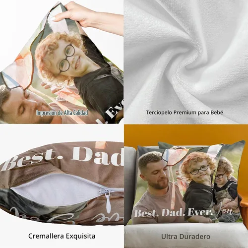 Vista 3 de Easycosy Funda de almohada de terciopelo personalizada, 12 x 12 pulgadas, foto y texto personalizados, dos lados, regalo del día del padre