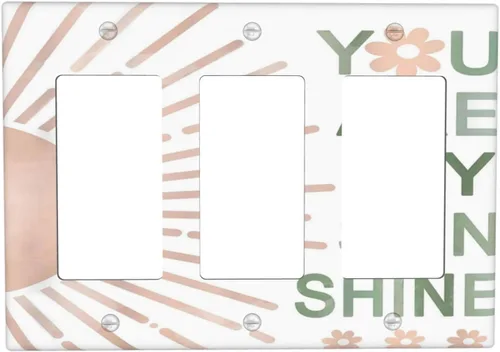 Vista 127 de Cubiertas de Placas de Pared Dúplex Individual con Sol Minimalista Moderno de Palabras Inspiradoras Abstractas Boho, Cubierta de Interruptor de Luz