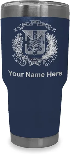 Vista 38 de LaserGram Taza aislada al vacío de 20 onzas, escudo de armas, República Dominicana, grabado personalizado incluido (gris)