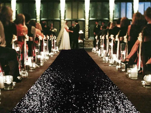 Vista 36 de ShinyBeauty Pasillo de Lentejuelas Negras Brillantes de 2 pies x 15 pies Alfombra Brillante para Bodas, Graduaciones, Fiestas, Alfombra Negra