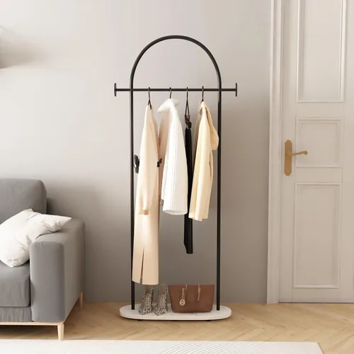 Vista 11 de Percheros independientes con base de mármol, soporte de ropa resistente para entrada, dormitorio, sala de estar, boutiques, 15.7 pulgadas de largo