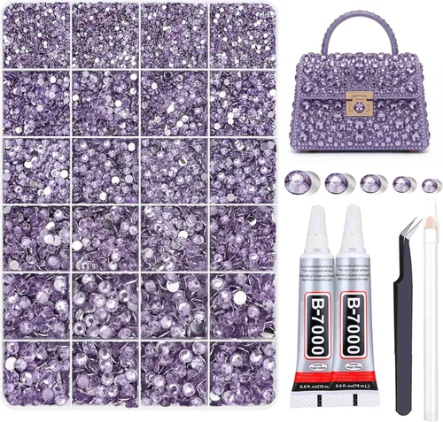 Vista 19 de 27000PCs Resin Rhinestones Kit, 2-6mm Crystal Diamond Gems with Picker Pencil, Tweezer & 2 Glue Bottles, Flatback Rhinestone Set for Diamond