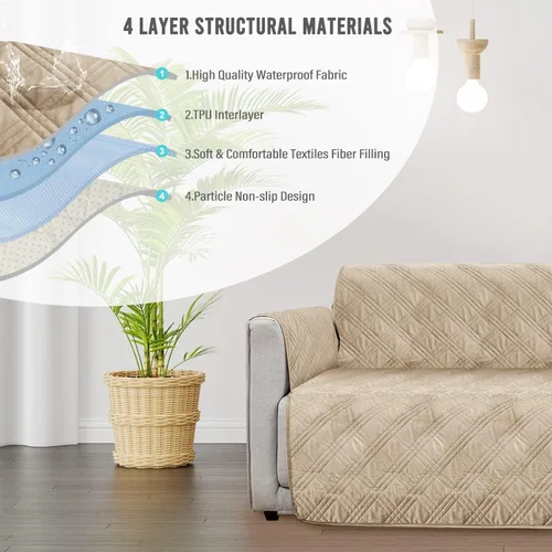 Vista 3 de BOCTOPUG Funda de sofá, impermeable y resistente para sofá, perros, gatos y niños (beige)