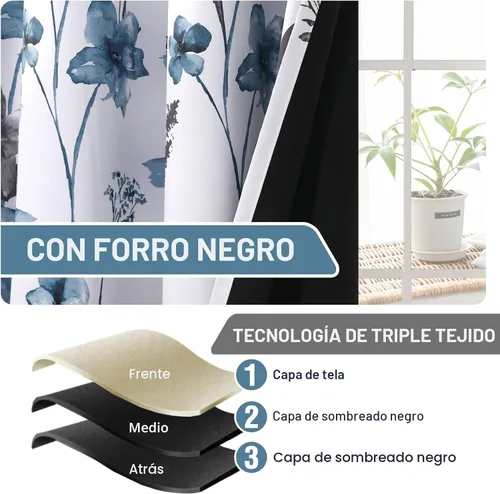 Vista 6 de H.VERSAILTEX Cortinas cortas 100% opacas para ventana de cocina, cortinas de amarre de eficiencia energética, bolsillo para barra, cubierta