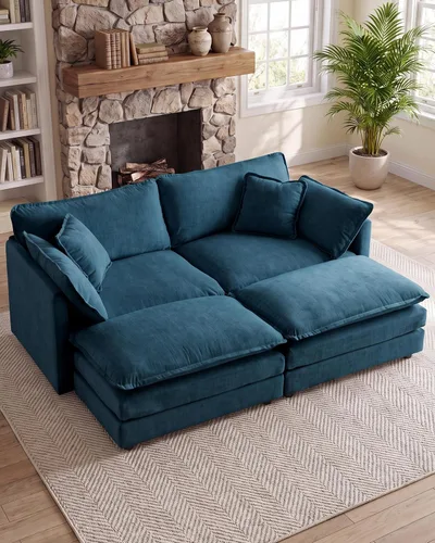 Vista 30 de 76.7" Cloud Couch for Living Room, Deep Seat Loveseat Sofa, Beige Breathable Chenille, 2-Seats Couch for Apartment Small Spaces, Pocket Spring