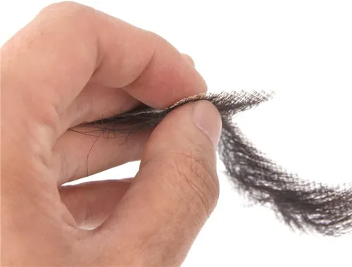 Vista 5 de Fake Mustache Fake Beard Realistic 100% Human Hair for Halloween MenMakeup Negro