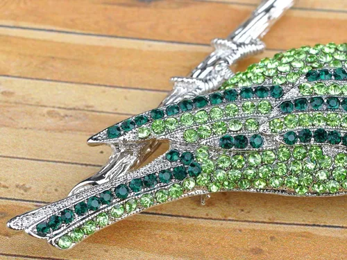 Vista 4 de Alilang - Broche con diseño de pájaro con brillantes, color plateado, color azul y verde