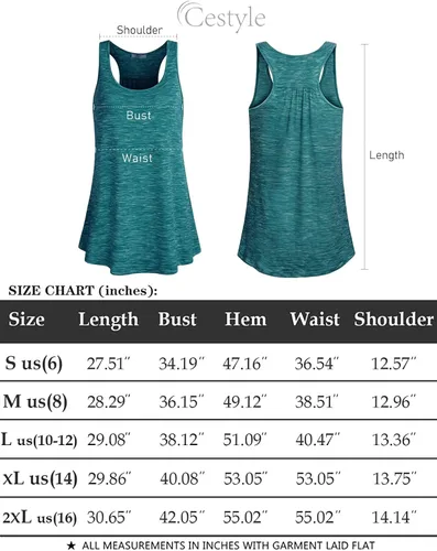 Vista 5 de Cestyle - Camiseta sin mangas para mujer, cuello redondo, corte holgado, para entrenamiento