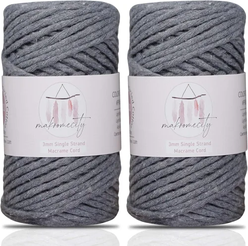 Vista 49 de Makromecity, Cordón de macramé de un solo hilo de 3 mm x 100 yardas (300 pies) de 3 mm de cordón de algodón azul bebé para arte y manualidades