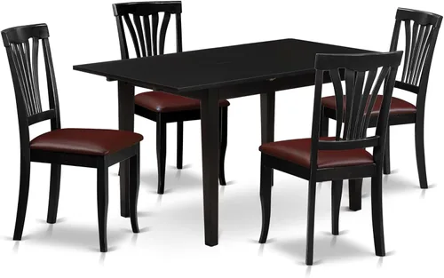 Vista 17 de East West Furniture NOAV3-BLK-LC - Juego de comedor de 3 piezas para espacios pequeños, contiene una mesa de comedor rectangular con hoja