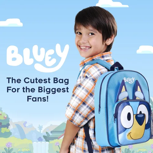 Vista 7 de Bluey Mochila, mochila para niños con interior espacioso, bolsillos laterales de malla, linda mochila para niños y niños pequeños con correas