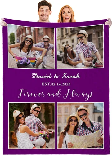 Vista 25 de Regalos personalizados para novio, novia, regalo personalizado para marido y esposa, mantas personalizadas con imágenes, manta de fotos