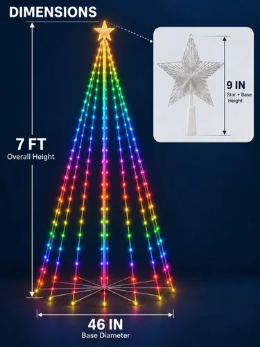 Vista 9 de Popotan Árbol de Navidad de Halloween para exteriores, 7 pies 295 LED