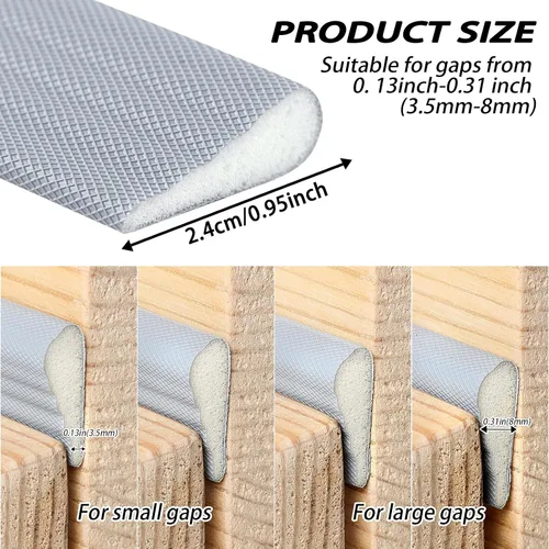 Vista 4 de QDiShi Burlete de puerta en forma de cuña de 196 pulgadas, sello de espuma resistente a la intemperie, aislamiento autoadhesivo, tira anticolisión