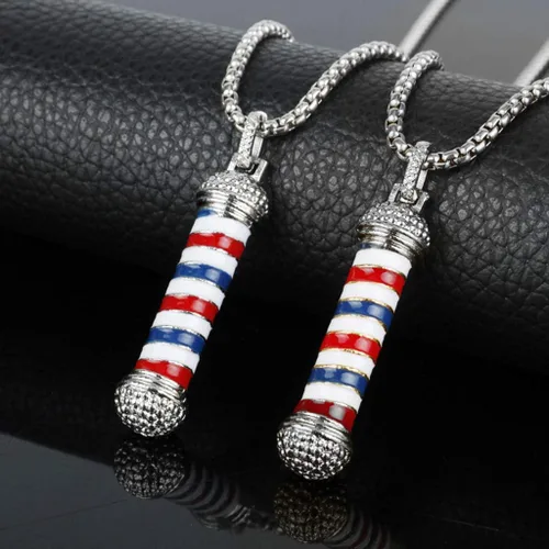 Vista 2 de UKD Hermoso 1X Llavero Barbería Salon Logo Llavero Cierre de Llave Adornos DIY Artesanía Recuerdo Regalo de Cumpleaños Plata Nuevo