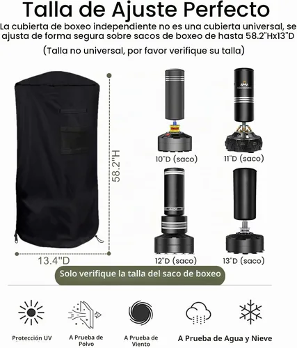 Vista 2 de Falezern Funda protectora para saco de boxeo independiente, ajustable engrosada resistente, impermeable para boxeo al aire libre
