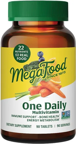 Vista 10 de MegaFood, One Daily, estimula la optimización de la salud y bienestar, kin-65-iuy-mm-a735, 60, 1, 1 Supports Cellular Energy, Muscle & Bone