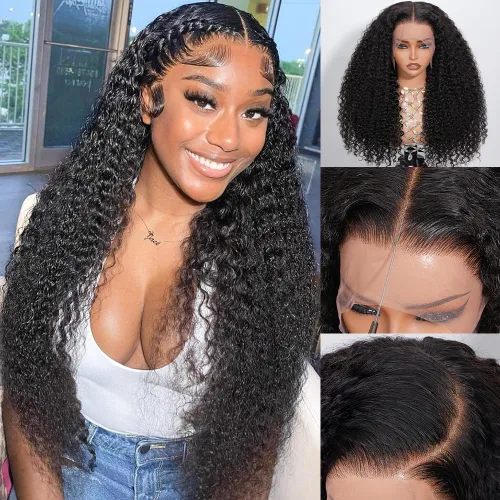 Vista 15 de CYNOSURE Pelucas de encaje frontal 13x4 de cabello humano prearrancado, densidad del 180%, brasileña rizada con encaje frontal, peluca con cabello