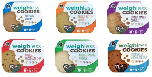 Vista 2 de Weighless Paquete de 8 galletas, saludables, sin gluten, bajas en carbohidratos, bajas en calorías (4 galletas en cada paquete)