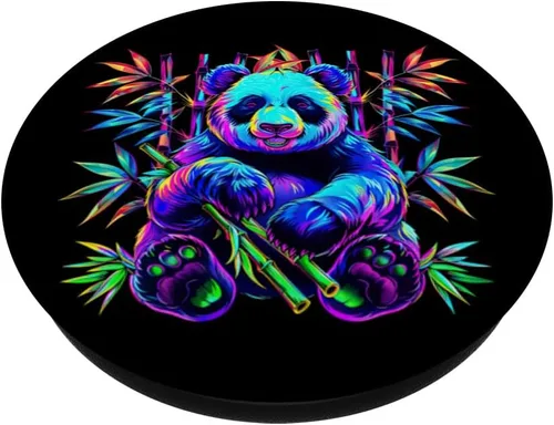 Vista 2 de Streetwear synthwave 80s 90s retro cute boys panda bamboo PopSockets Adhesive PopGrip