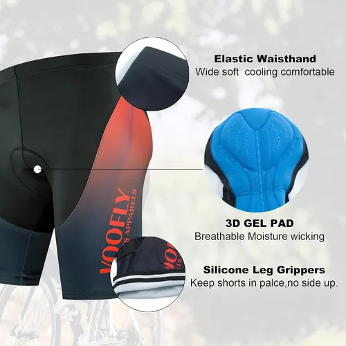 Vista 5 de voofly Hombres Ciclismo Jersey Conjunto Hombres Manga Corta Compresión Bicicleta Pantalones Cortos Gel Acolchado Ciclismo Ropa