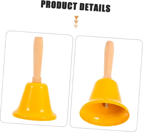 Vista 8 de MAGICLULU Campana de llamada de Navidad con mango de madera, campana de mano sólida para decoración de cena de Navidad, color amarillo