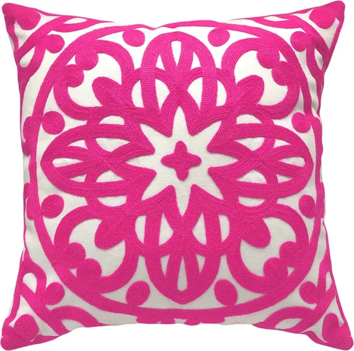 Vista 19 de Alysheer Funda de almohada decorativa bordada de 18 x 18 pulgadas, acogedora y fresca funda de cojín bohemia con diseño de mandala chic de punto