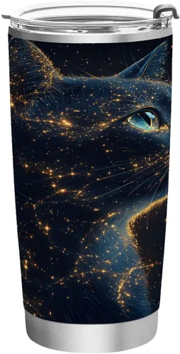 Vista 29 de ALAZA Vaso de viaje aislado con diseño de lunares y fresa con tapa y pajita, botella de agua al vacío de doble pared para automóvil, acero