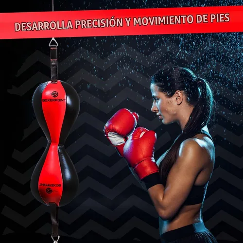 Vista 6 de Bolsa Boxerpoint para Boxeo - Bolsas de Boxeo Premium - Cuero PU Duradero y Cordones Ajustables Bolsa de Boxeo de Doble Extremo, Bolsas de Velocidad