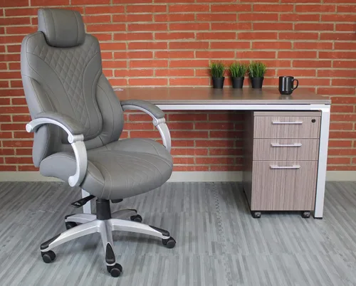 Vista 3 de Boss Office Products Silla ejecutiva con brazos con bisagras, color gris