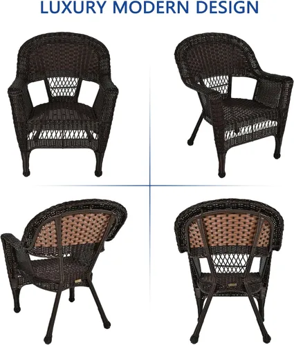 Vista 6 de Jeco Silla de mimbre con cojín azul, juego de 2, expreso Espresso/W00201_2-fs011-cs