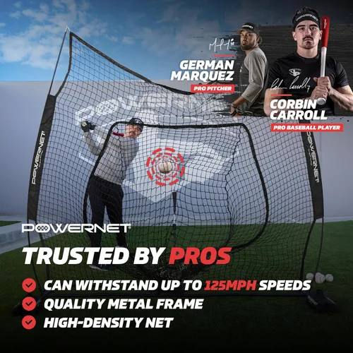Vista 2 de PowerNet Baseball Softball Practice Net 7x7 with Baseball Accessories for Practice Pitching, Batting & Fielding, Ball Caddy, Weighted Baseballs, Tee