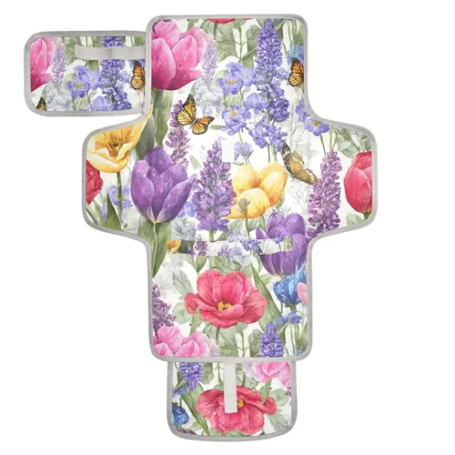 Vista 41 de Cambiador de pañales portátil con estampado de vaca beige y negro, impermeable, plegable, tapete cambiador de pañales de viaje para bebés, regalos