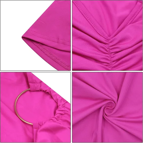 Vista 7 de Vestido largo sexy de un hombro descubierto para mujer, elegante, fruncido, sin mangas, con anillo en O, vestido de noche, vestido largo de cóctel