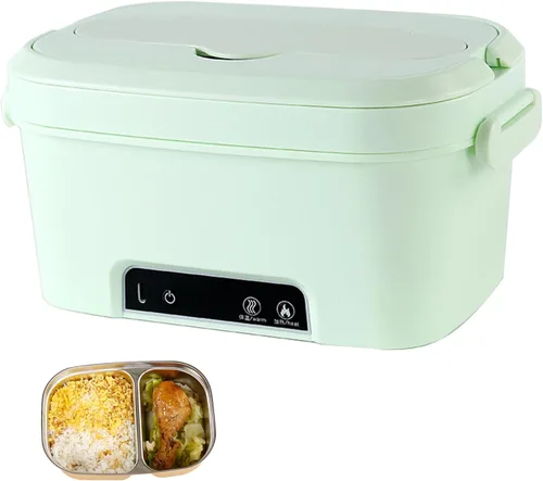Vista 7 de Lonchera eléctrica inalámbrica, lonchera térmica de 1.5 L con batería de 7800 mAh, calentador de alimentos portátil verde para oficina, automóvil