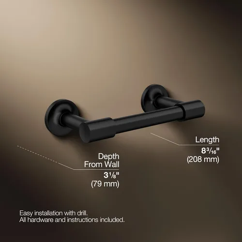 Vista 4 de KOHLER 14377-BL Purist® Soporte giratorio para papel higiénico, negro mate