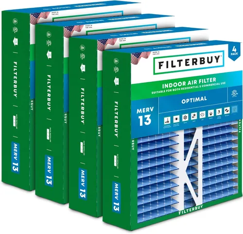 Vista 25 de Filterbuy Filtro de aire 10x17x2 MERV 13 Defensa Óptima contra Humo y Alergias (Paquete de 4), Filtros Exteriores Plisados Electrostáticos
