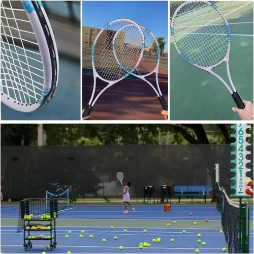 Vista 6 de UUBEMM Raquetas de tenis para 2 jugadores recreativas para adultos, raquetas de tenis ligeras para entrenamiento de estudiantes principiantes, juego
