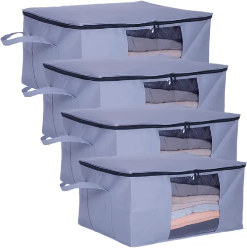 Vista 9 de Bolsas de almacenamiento de ropa con cremallera con ventana transparente de plástico y asas resistentes, ideales para almacenamiento de temporada