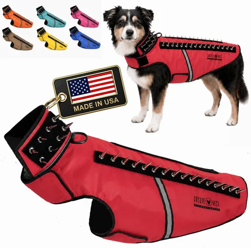 Vista 22 de CoyoteVest SpikeVest - Chaleco de arnés para perro, accesorios reflectantes para perros con picos para proteger a tu mascota de ataques de Raptor