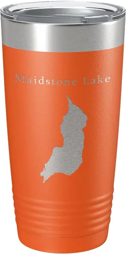 Vista 9 de Maidstone Lake Map Tumbler Travel Mug Insulated Laser Engraved Coffee Cup Vermont 20 oz Black