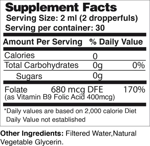 Vista 8 de Life Solutions - Gotas líquidas de vitamina B9, ácido fólico 400 mcg, 2 onzas líquidas 400 mcg de ácido fólico por porción en convenientes gotas