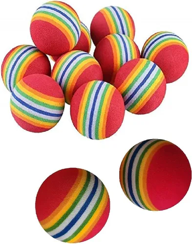 Vista 8 de Bolas suaves coloridas del juego del arco iris de la espuma para los juguetes del perro y del gato del animal doméstico (12)