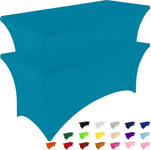 Vista 33 de Smiry Paquete de 2 Manteles de Spandex de 6 Pies, Manteles Elásticos Ajustables Extensibles, Lavables y Sin Arrugas, Cubierta Rectangular para Mesa