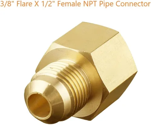 Vista 3 de Adaptador de gas de acoplamiento de tubo de latón de 3/8 pulgadas macho x 1/2 pulgada NPT hembra reductor adaptador, tubo de latón, acoplamiento