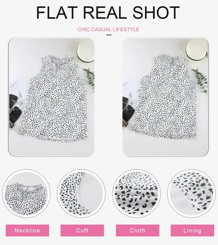 Vista 5 de Dokotoo Blusa informal para mujer, sin mangas, con cuello halter y estampado de leopardo