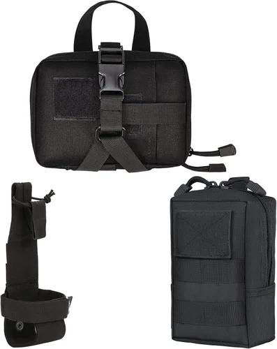 Vista 9 de Bolsas tácticas Molle multiusos de nailon militar, bolsa de utilidad, bolsas de parches desmontables para arnés de chaleco de perro