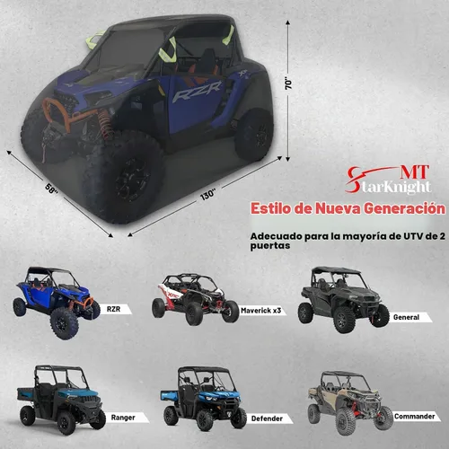 Vista 5 de StarknightMT Cubierta para UTV 420D RZR de alta resistencia de 2 a 3 plazas Verde fluorescente