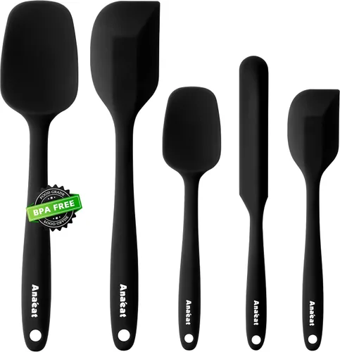 Vista 13 de Anaeat Juego de 4 espátulas de silicona - Diseño sin costuras de una sola pieza - Espátulas de goma antiadherentes para rallador de cocina